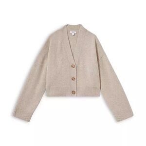 REISS Rixy Wool Blend V Neck Cardigan medium oatmeal